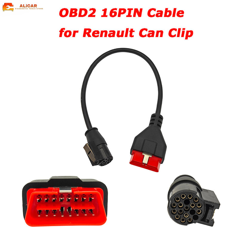 Gratis pengiriman Obd2 16pin kabel connec untuk Renault dapat klip diagnostik antarmuka mobil alat perbaikan bagian mobil aksesoris