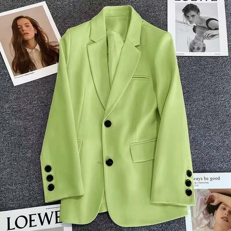 여성용 솔리드 심플 노치 루즈 코트, 작은 세트 재킷, 용수철 더블 브레스트, 우아한 블레이저, 신상