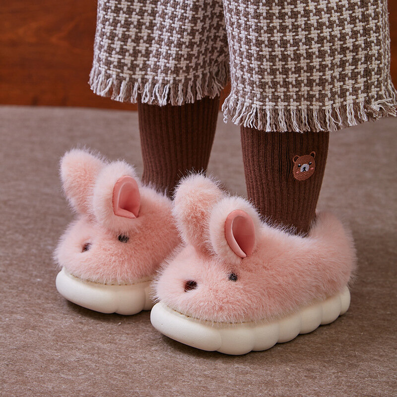 2022เด็กน่ารักสีขาวกระต่ายรองเท้าแตะเด็ก Warm Slipp สำหรับ Home Sandal Empuk เด็กในฤดูหนาวเด็กผู้หญิง Warm Fluffy รองเท้าเด็ก