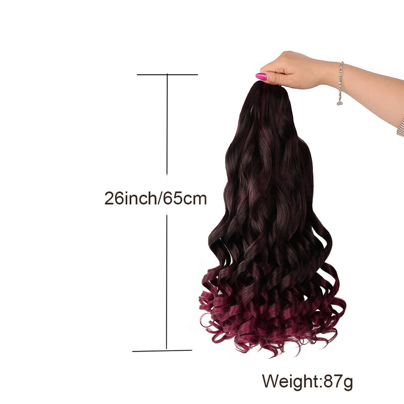 Ekstensi rambut ikal kepang wanita, ekstensi rambut keriting Spiral untuk wanita pre-stretched sintetis gelombang longgar