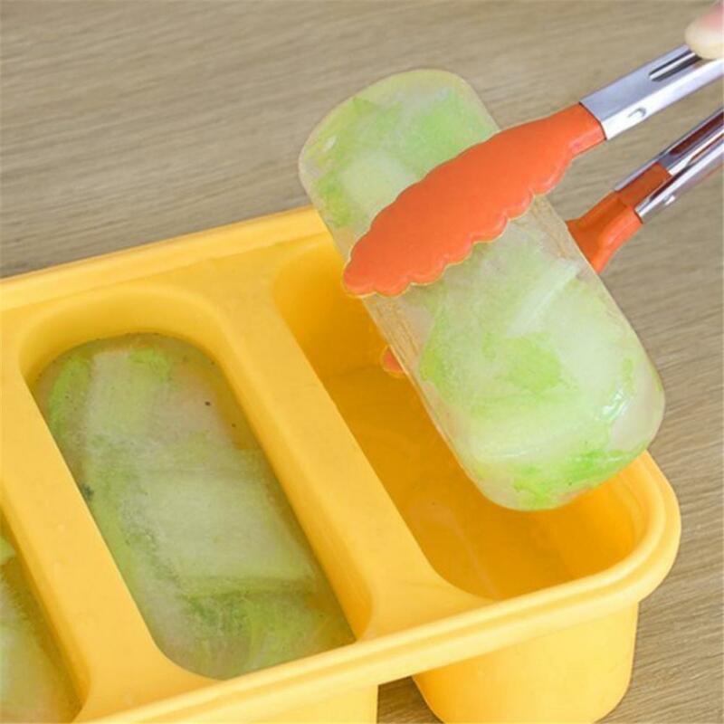[ Ready Stock ] Silicone Freezer Tray Soup 4 Cubes Food Freezing Container Molds With Lid Frozen Packaging Box