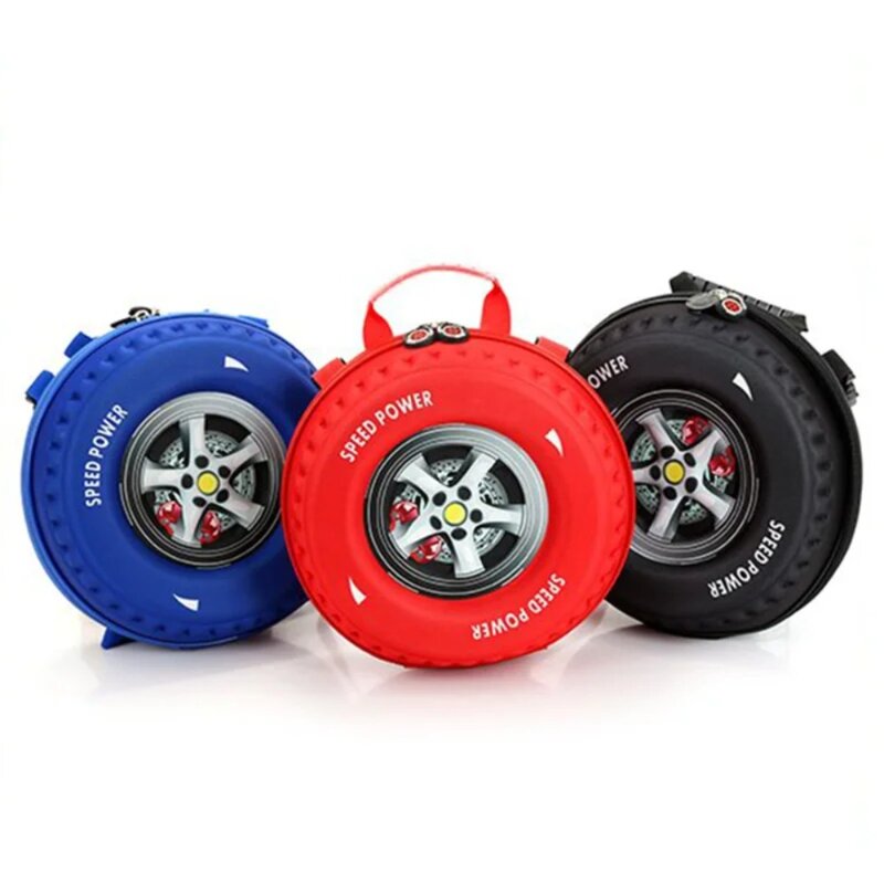 Mochila escolar colorida con forma de neumático para niños, rueda EVA, gran capacidad, protección Espinal, reducción de carga