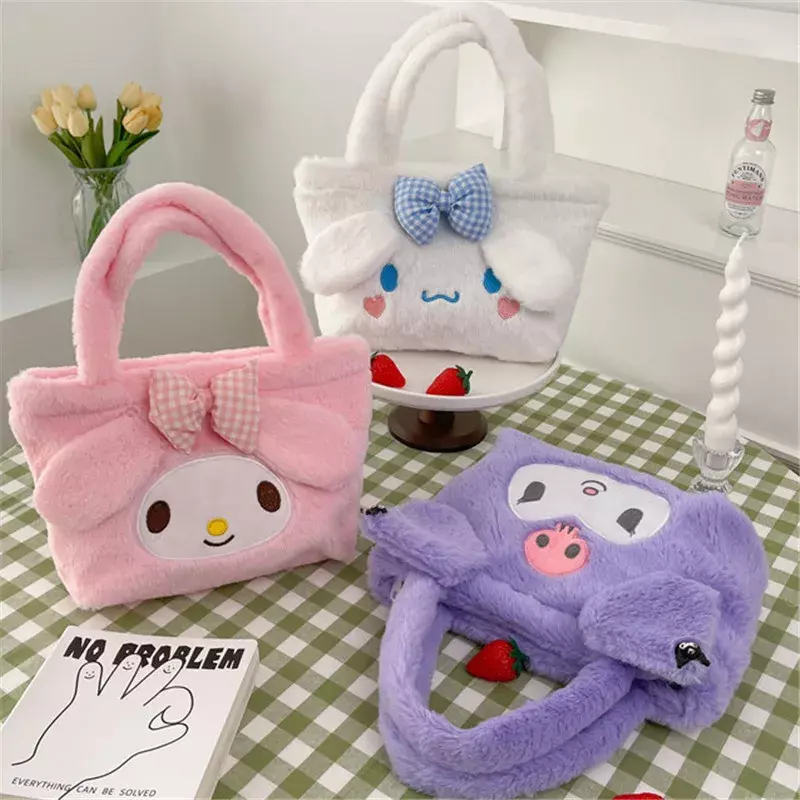 Sanrio плюшевая сумка Kawaii Cinnamoroll сумка Мягкие игрушки мультфильм Kuromi My Melody Наплечные сумки для макияжа для женщин подарок для девочек