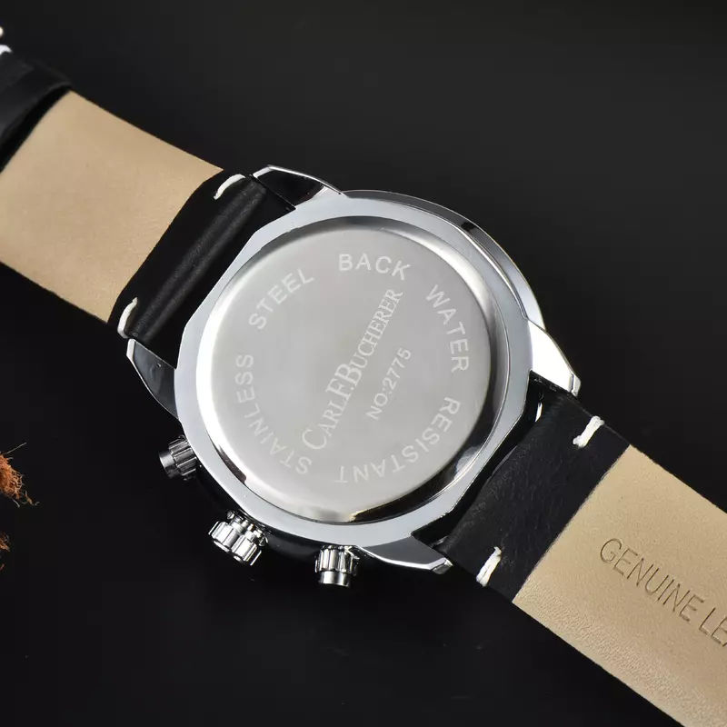 칼 F. 신제품 Bucherer 남성용 럭셔리 다기능 타임 코드 시계, 캐주얼 패션 시계, 하이 뷰티 선물, 방수 쿼츠 시계