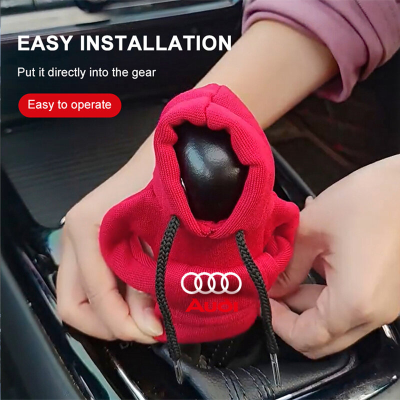 Sudadera con capucha para palanca de cambios de coche, cubierta de palanca de cambios creativa, accesorios interiores divertidos para Audi Sline A3 A4 B8
