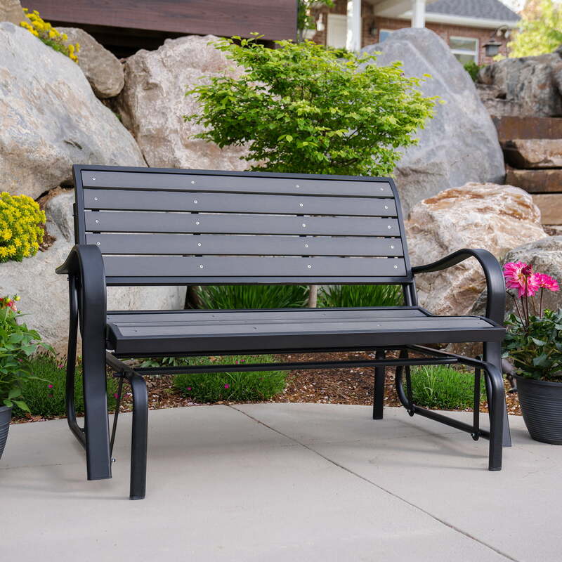 All Weather Polystyrene Outdoor Glider Bench - Harbor Gray