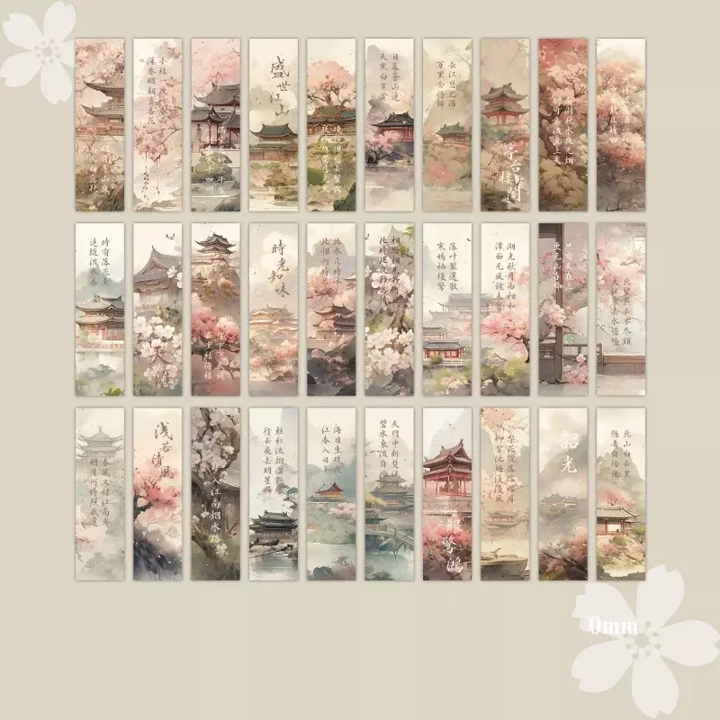 30 Blatt/Box Retro chinesischen Stil Lesezeichen Anime Vintage ästhetischen Flroal Palast Lesezeichen für Bücher Schönheit Szenarium Lesezeichen