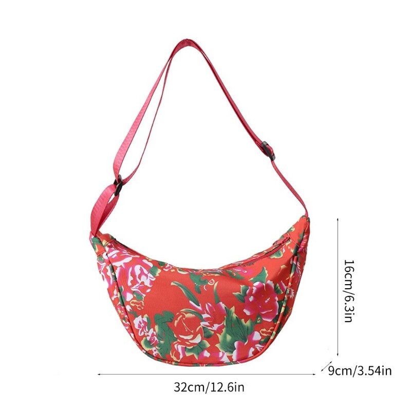 Women Flower Print Bag Trend Shoulder Bag Dumplings Bag Crossbody Bag