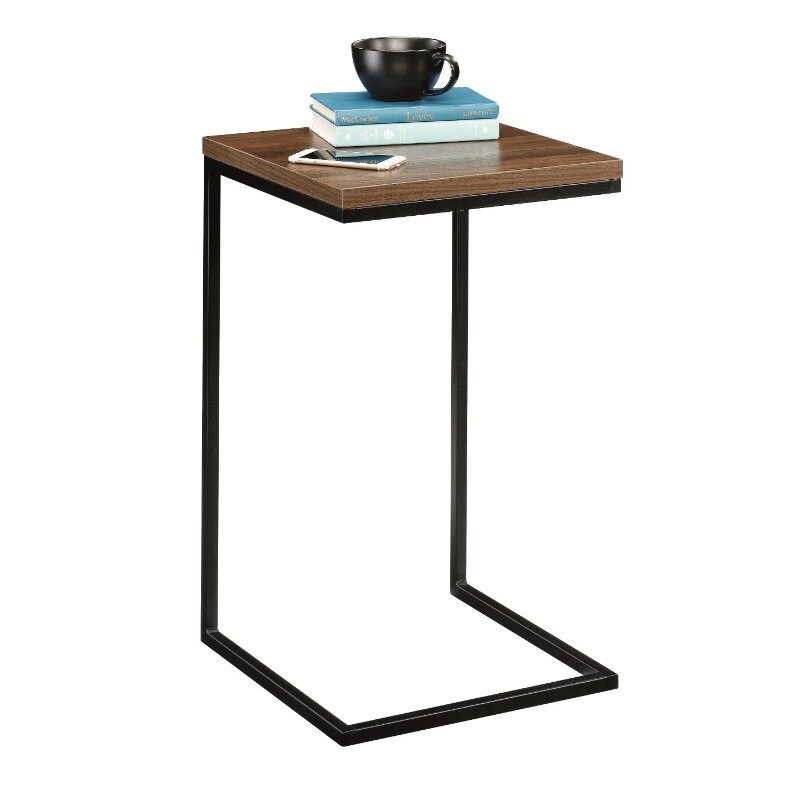 Tavolino in metallo a forma di C, tavolino per divano, tavolino con struttura in metallo, tavolino porta TV per soggiorno