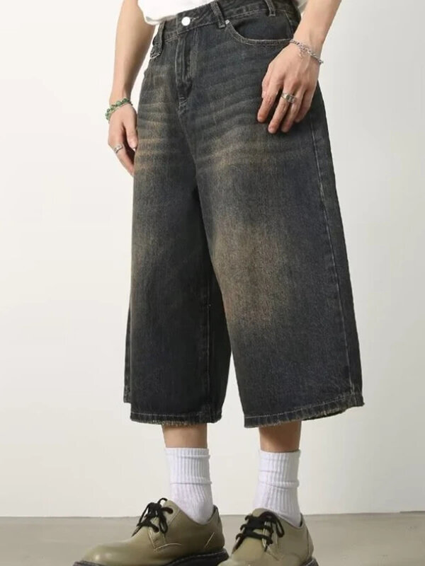 Jeans Jorts larghi Vintage da donna Y2k Streetwear pantaloncini Oversize pantaloni in Denim pantaloni larghi Grunge di moda coreana estate neutri