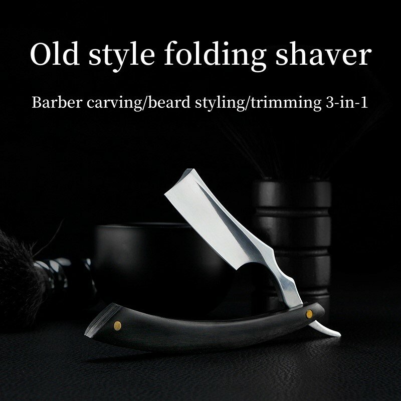 Old Style Men's Oil Head Folding Shaver Black Gold Sandalwood Stainless Steel Integrated Shaver Recommended Hairdressers Shaver
