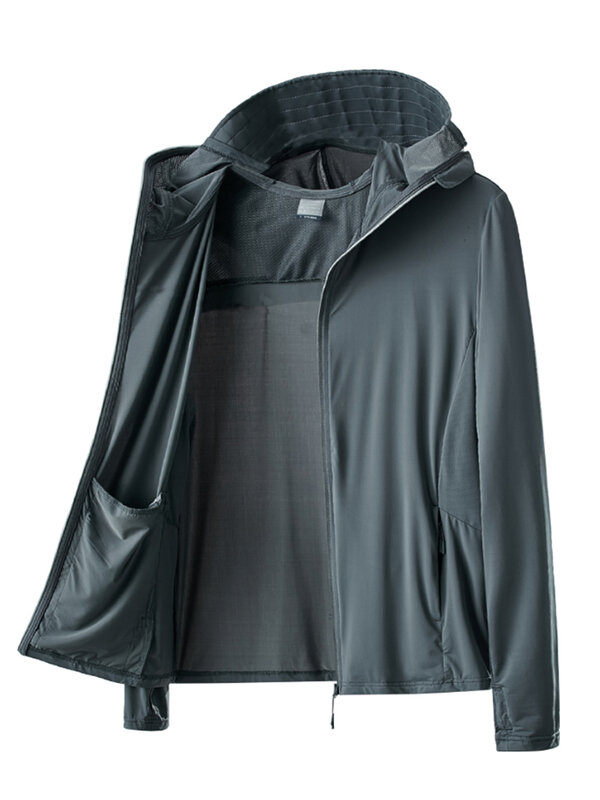 UPF – manteaux de peau pour hommes, Protection solaire à capuche, respirant, coupe-vent léger, grande taille 8XL