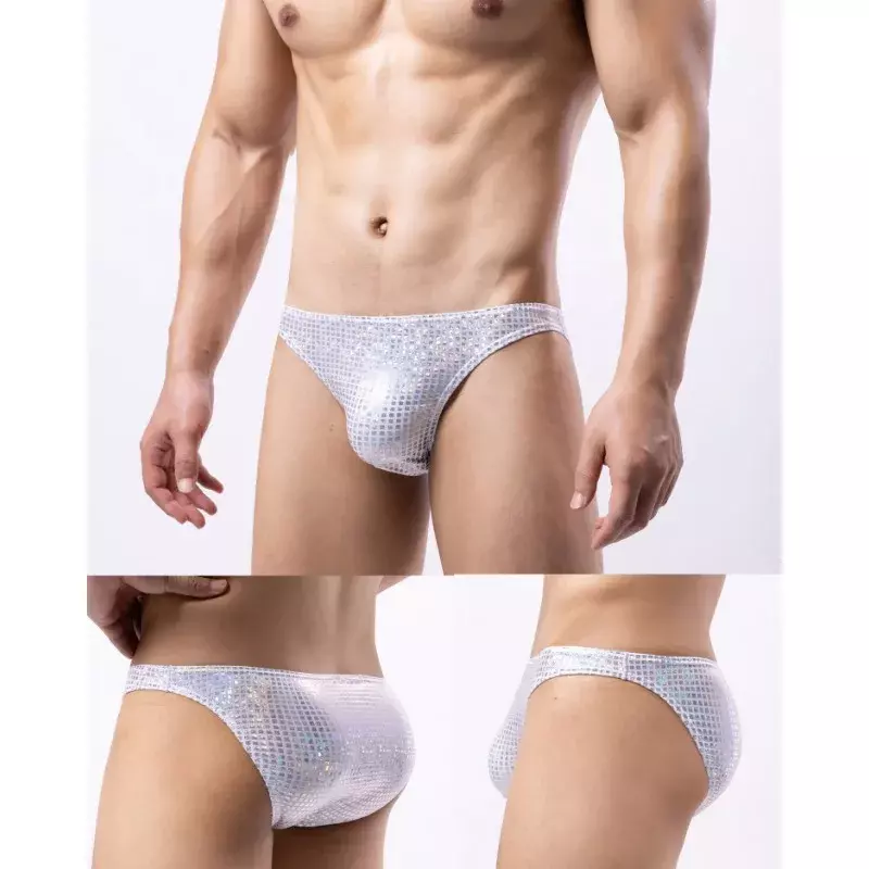 Nowa kolorowa męska seksowne majtki elastyczna bielizna męski strój kąpielowy seksowna bielizna wypukła majtki męskie z kieszonką młodzieżowa dół od Bikini majtki