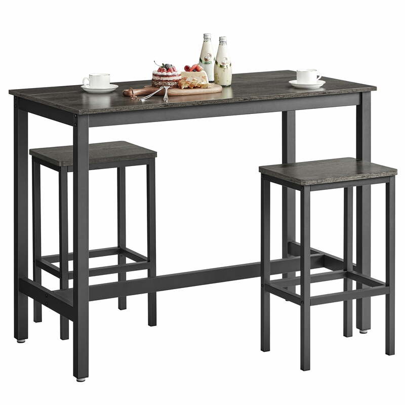 Pub Table Set Bar Table with 2 Bar Stools, 3 Piece Wooden Kitchen Counter Height Dining Sets
