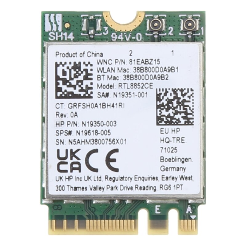 H4GA RTL8852CE 무선 어댑터 Bluetooth호환5.3 트라이밴드 2.4/5/6Ghz WiFi6E 카드