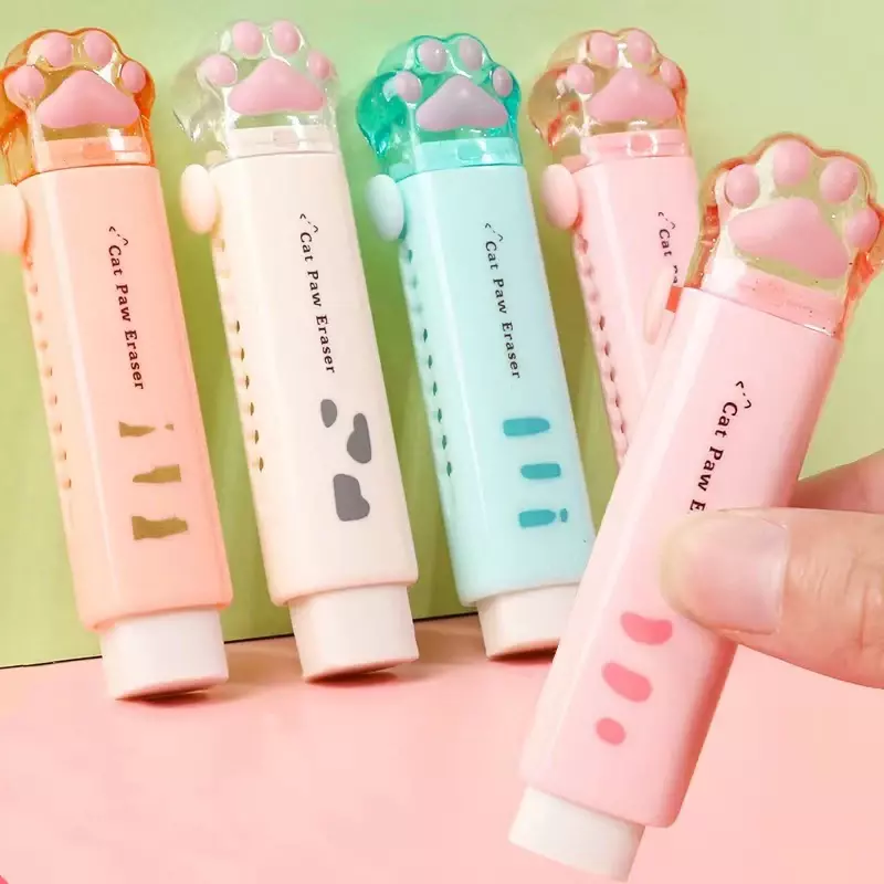 Push-pull Cat Paw Cute Eraser Girl Pencil  Student Rubber Cartoon Pen  Children School Supplies Prizes Office