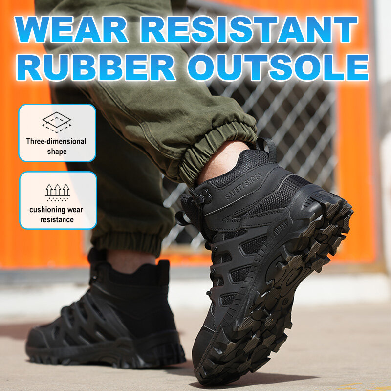 남녀공용 안전 작업 신발, 통기성 안전 신발, 강철 발가락 작업 스니커즈, 스매시 방지 안전 부츠