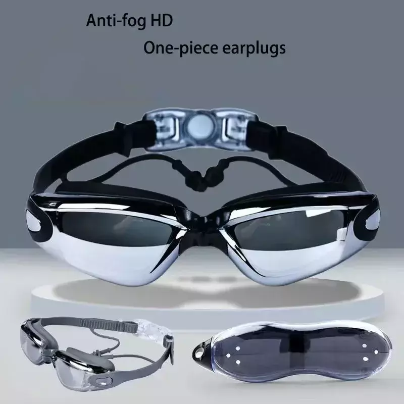 Auricolare monopezzo per adulti impermeabile antiappannamento UV occhialini da nuoto professionali uomo donna Cool Silver Plated attrezzatura da nuoto