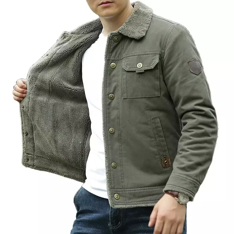 2023 New Winter Men's Top and Coat Versatile Thickened Youth Middle Age Casual Cotton Coat