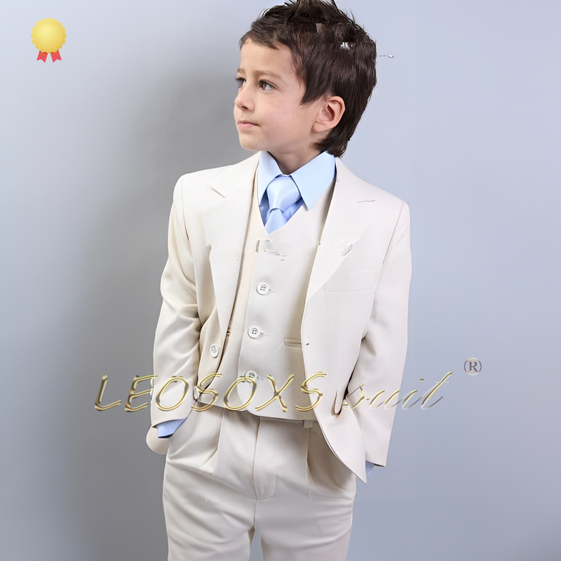 Boys' suit with hemming design 3-piece set (jacket + vest + trousers) children's wedding party event birthday custom dress