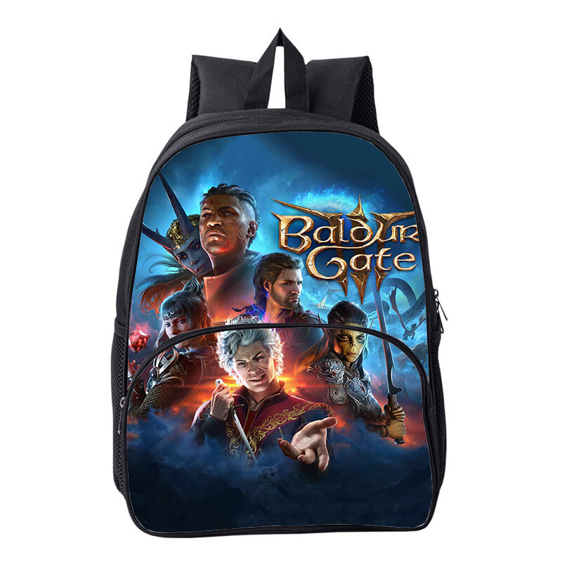 Baldur's Gate 3d Print School Bag for Boys Nylon Backpack with Baldur's Gate Patten Large Capacity Bookbag Kids Softback Daypack