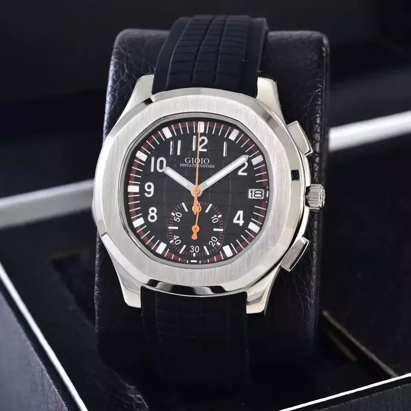 Luxury New Automatic Mechanical Men Black Rubber Watch Blue Fashion Watches