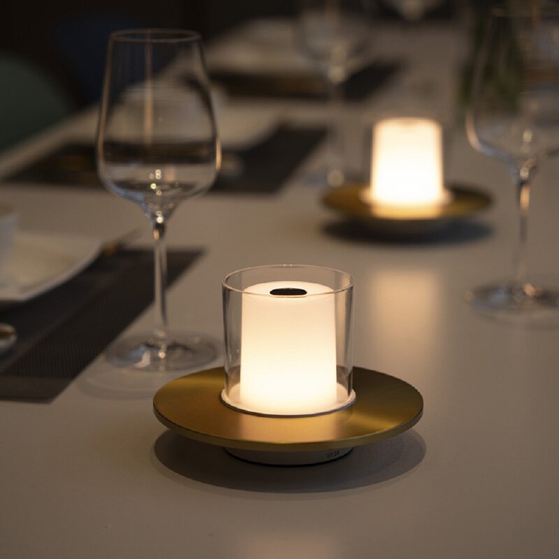 Умная Светодиодная настольная лампа в виде свечи, приглушаемый светильник с сенсорным управлением и инфракрасным датчиком, с зарядкой от USB и типа C, золотая, прикроватная лампа для ночного столика