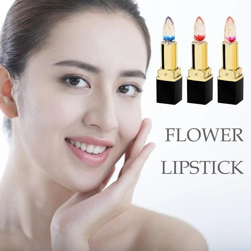 Baume à lèvres hydratant transparent en forme de fleur, 3 couleurs, soin des lèvres à température, document proxy, Y0Q0