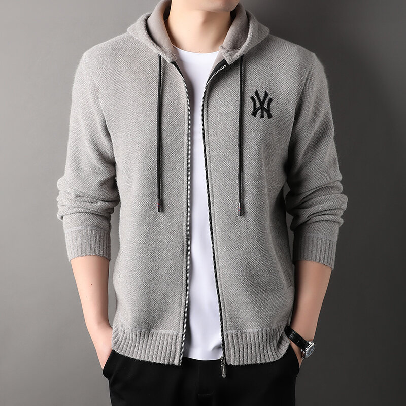 Men Hooded Casual Cardigans Korean Design Sweaters Male Autumn Winter Outwear Knitted Sweaters New Slim Cardigans Men's Clothing