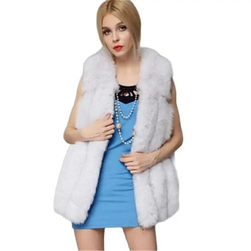 Лидер продаж, женский жилет из искусственного меха, пальто из искусственной лисы, теплое женское плотное пальто, жилеты, зимние меховые женские толстые пальто, куртка, жилет, куртка