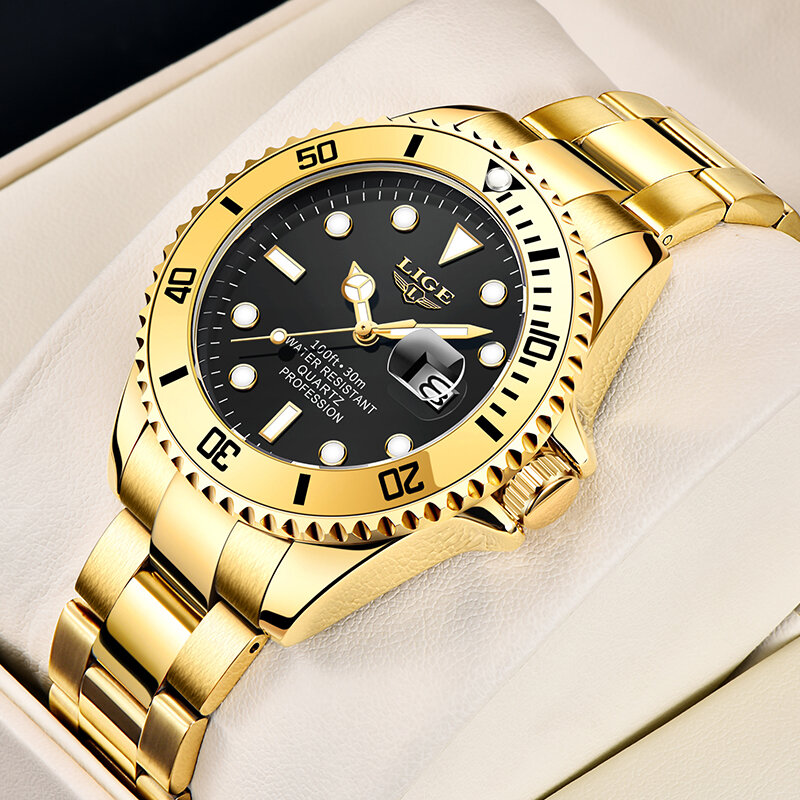 Relogio Feminino 2023 LIGE nuove donne orologi Top Brand Luxury Gold women's bracciale Diver Watch Ladies Dress orologio da polso al quarzo