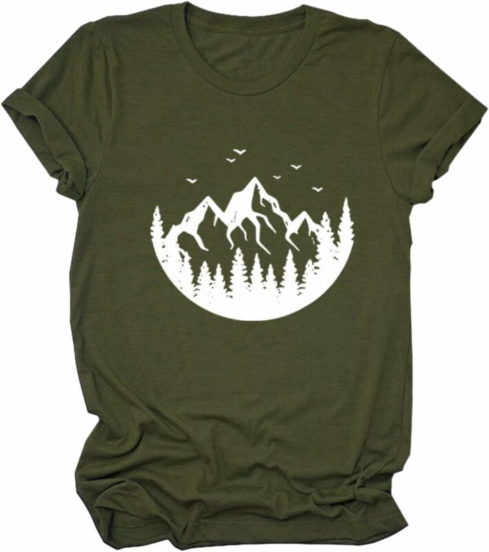 여성 산악 캠핑 티셔츠, 여름 가을 캠핑 하이킹 휴가 셔츠, 십대 소녀 재미있는 숲 티 탑