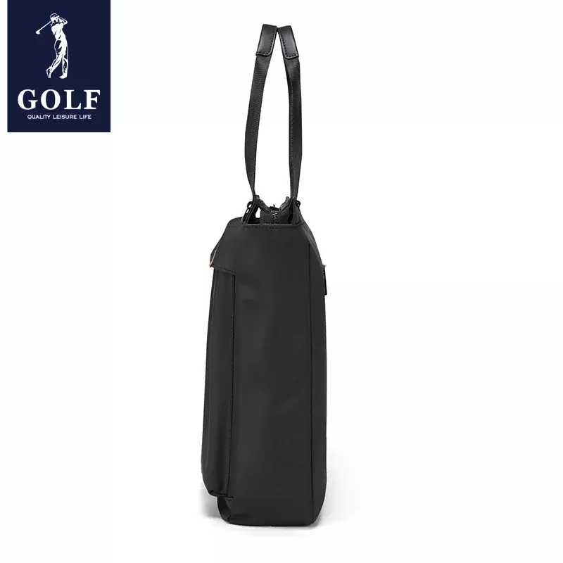 ゴルフビジネスブリーフケース男性用大容量オフィスバッグ、ハンドル付きレザーハンドバッグ、メッセンジャーショルダーバッグ、15インチラップトップ、ブラック