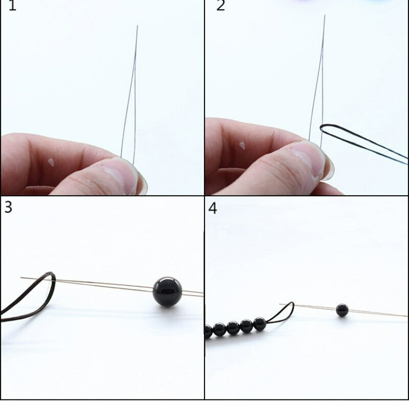 5/50-teilige Perlen nadeln Stifte mit gebogenen Stahl nadeln mit zentraler Öffnung für Näh zubehör mit geraden Perlen