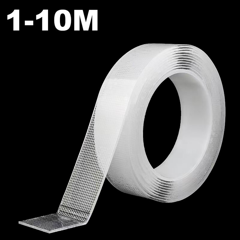 Nano cinta adhesiva de doble cara, tira adhesiva extrafuerte, transparente, extraíble, impermeable, resistente, 2 lados, 1-10m