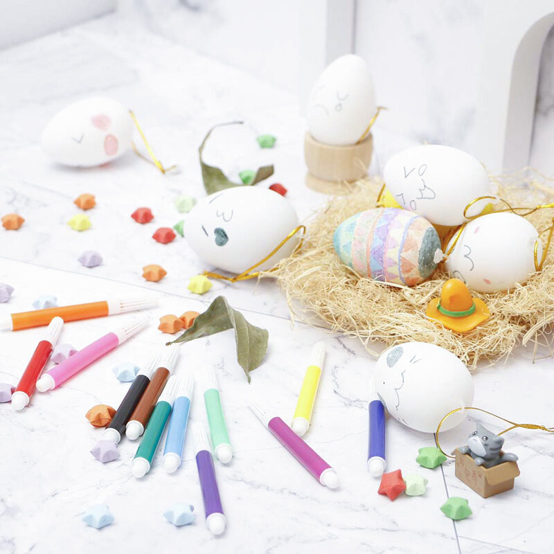 Easter And Christmas Diy Hand-Painted White Embryo Eggs  Simulated Eggs  Kindergarten Children'S Decoration  Painted Graffiti
