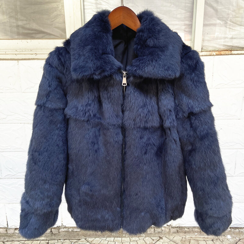Natural Rabbit Fur Coat Inverno Casaco Frio das Mulheres Especialmente Promoção Frete Grátis 2023 Sobretudo de Luxo Feminino Para Senhoras