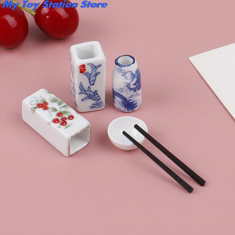 1:12 mini cerâmica chopstick titular casa de bonecas miniaturas acessórios casa de boneca mini acessórios de simulação de móveis de cozinha brinquedo