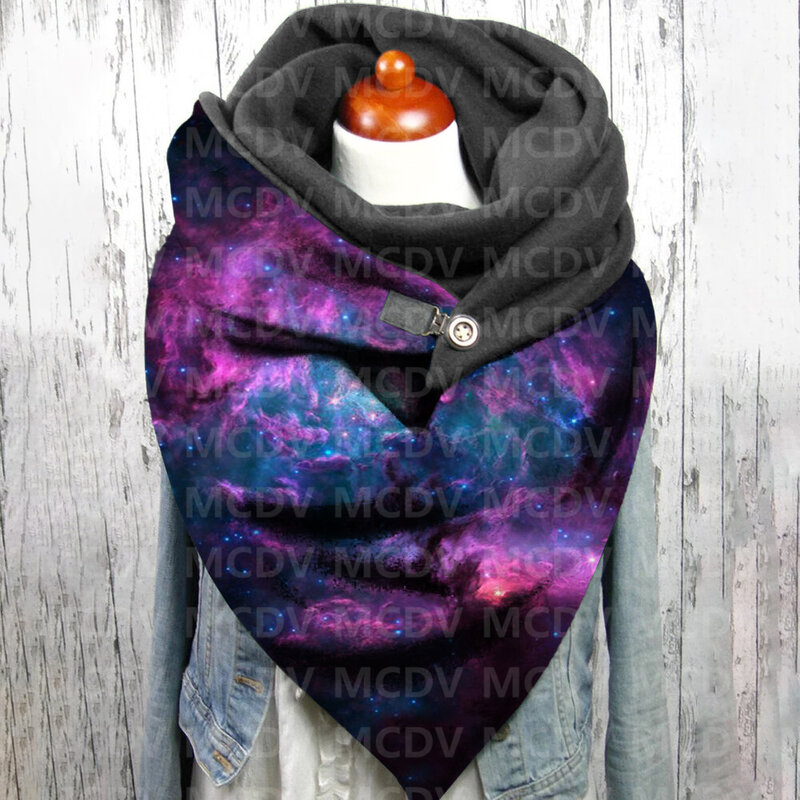 Sciarpa e scialle Casual stampati in 3D Galaxy per donna sciarpa calda e confortevole 02