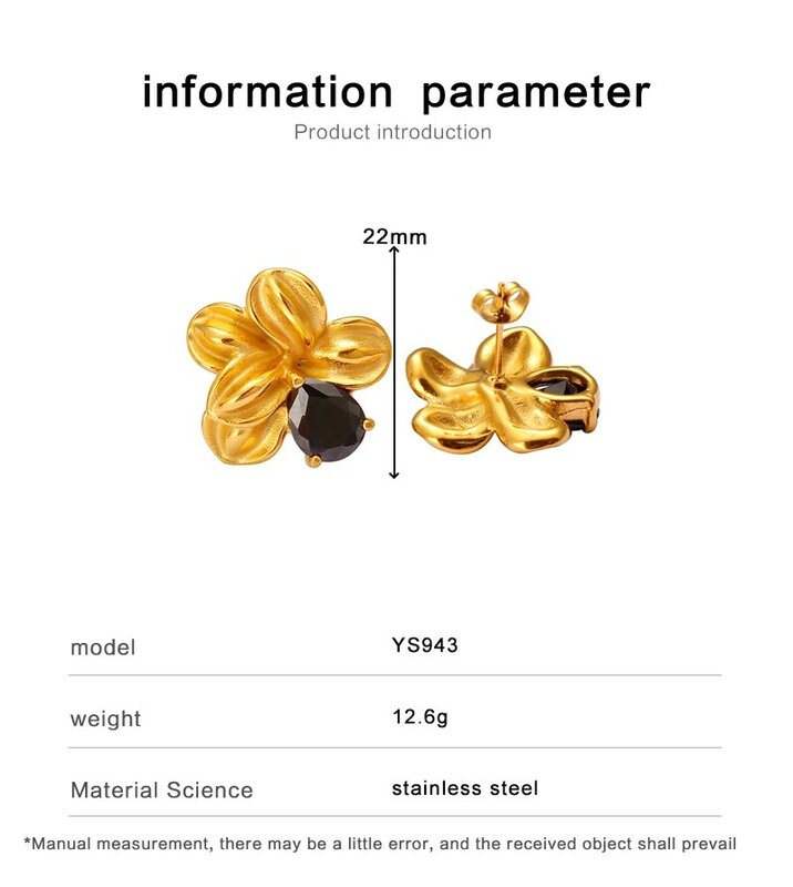 2024 Hypoallergenic Stylish 3A Zirconia Inlaid Flower Stud Earrings Premium 18k Gold Plated Stainless Steel Women Party Wear