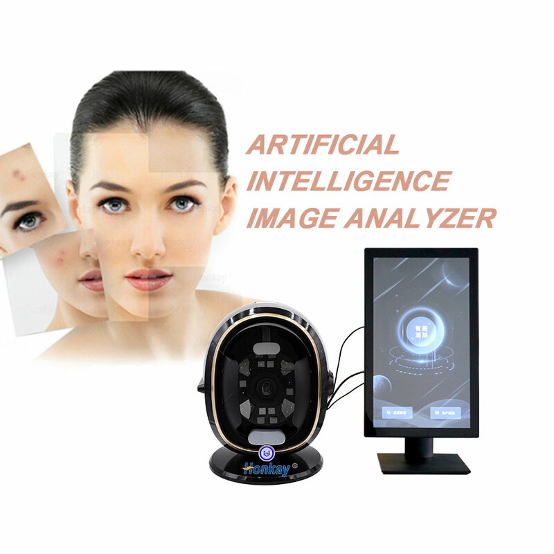 Mesin analisis Diagnosis kulit AI cerdas 3D, pemindai penguji layar sentuh 13.3/21.5 inci, perangkat cermin ajaib portabel analisis kulit