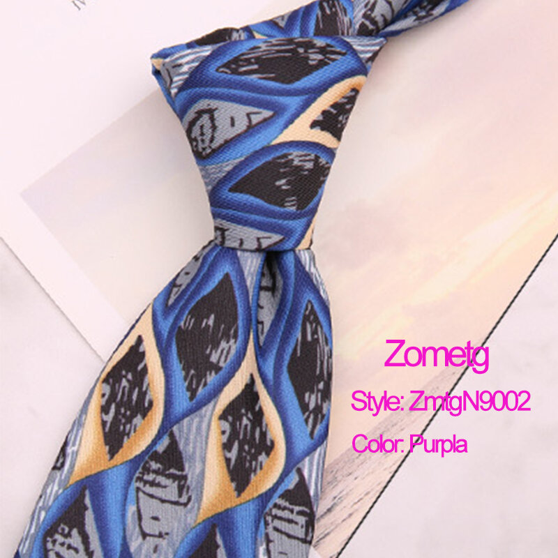 Gravatas impressas para homens e mulheres, gravata com zíper, moda, 9cm