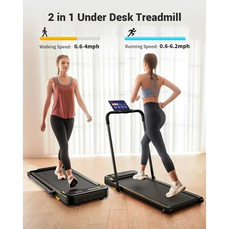 UREVO Under Desk Treadmill, Walking Pad Treadmill for Home/Office, 2.25HP 2 in 1 Folding Treadmill with Remote Control, APP and