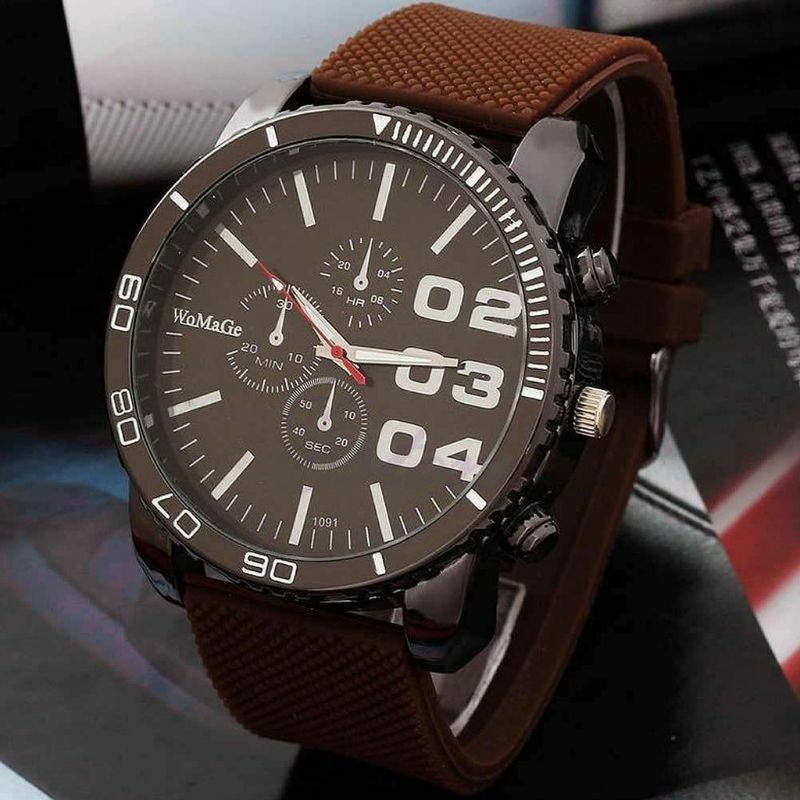 Modny męski zegarek dużą tarczą i gumką silikonową Sportowy analogowy zegarek kwarcowy na rękę Nowość