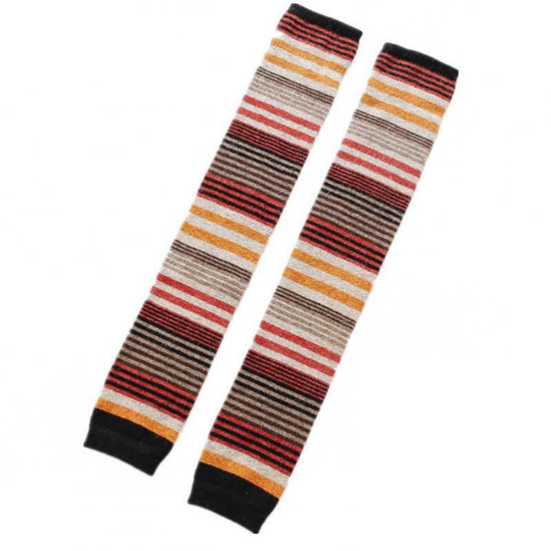Autumn And Winter Japanese Rainbow Striped Rabbit Wool Knee Socks Cashmere Pile Socks Knee Pads Leg Boots Leg Sets Wholesale