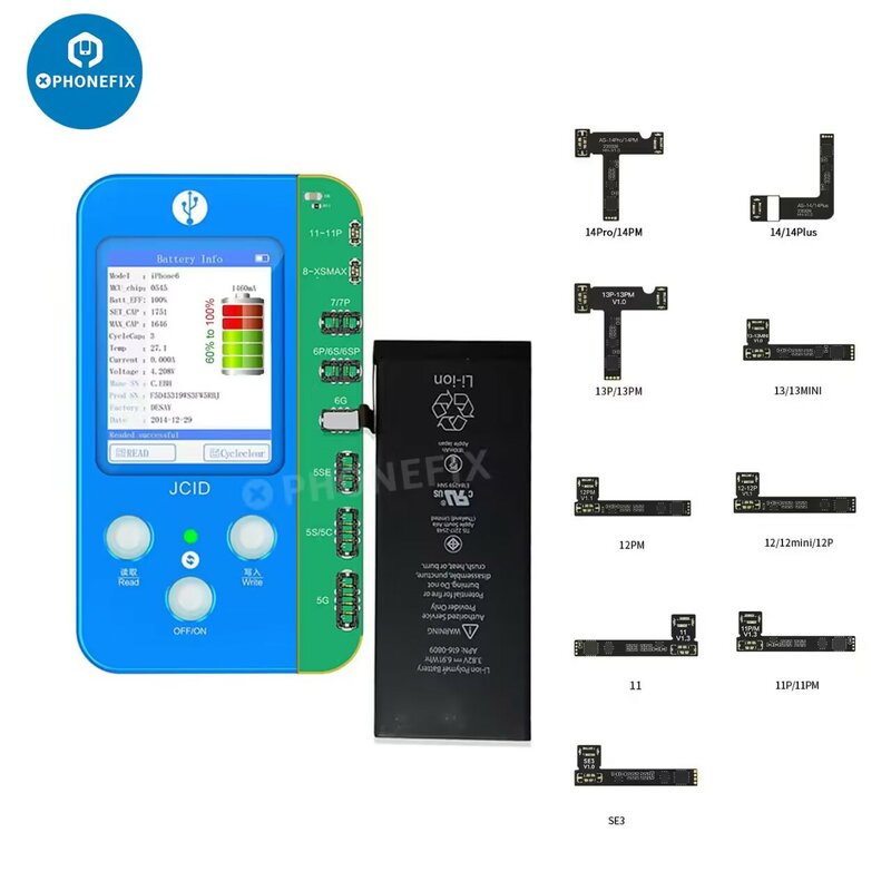 JC V1S Pro V1SE Corrector de datos de batería flexible, herramienta de eliminación de advertencia de Salud de Error, batería emergente para iPhone 11 -14PM