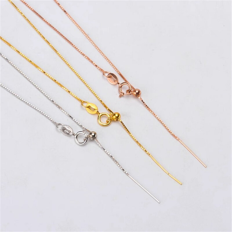 DIY Pearl Accessories with Needle O-shaped Chain S925 Sterling Silver Adjustable Necklace 45cm Road Pass Style Chain S007