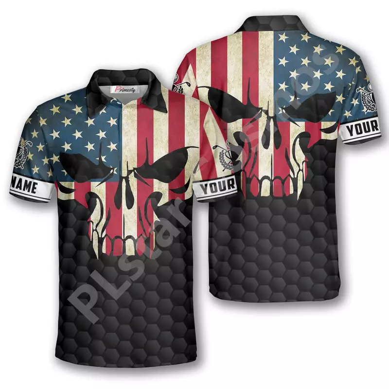 Polos de golf College en 3D pour hommes et femmes, motif tribal, version noire, t-shirts personnalisés, cadeau pour Bowler