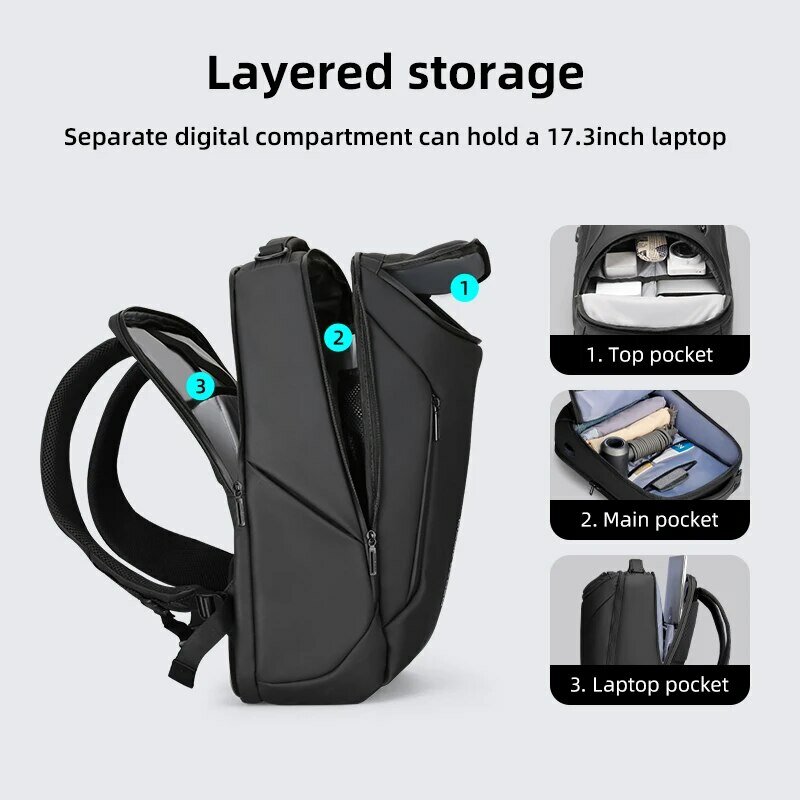 MARK RYDEN Business Backpack for Men Waterproof and Travel Laptop Backpack with USB Charging, Fits 17 Inch Laptop and Tech Gear