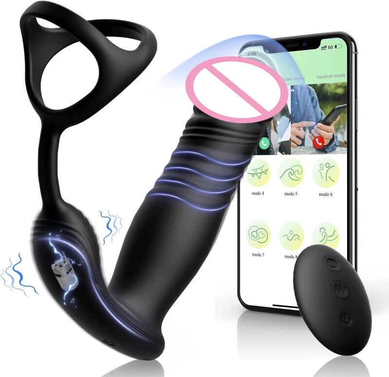Kontrola aplikacji męski teleskopowy wibrator analny masażer prostaty wibracyjne zabawki erotyczne z dupkami